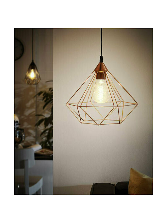 Eglo Tarbes Vintage Κρεμαστό Φωτιστικό Μονόφωτο Πλέγμα με Ντουί E27 σε Χάλκινο Χρώμα